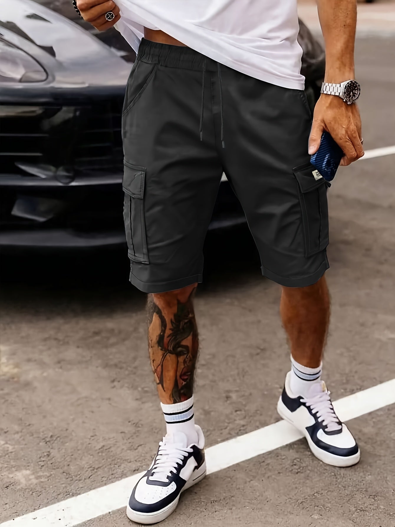 Men's Casual Summer Cargo Shorts with Elastic Waist and Pockets