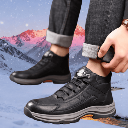 Men's Full-Grain Leather Plush-Lined Casual Winter Sneakers
