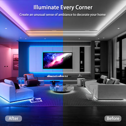 Single-Color RGB Neon LED Strip with USB Interface, DC5V Safe and Reliable, 24-Key Remote Control, IP65 Waterproof, Color Changing, Adjustable Brightness, Holiday Gift for Girlfriend or Friend, Party Atmosphere Light, Festiva