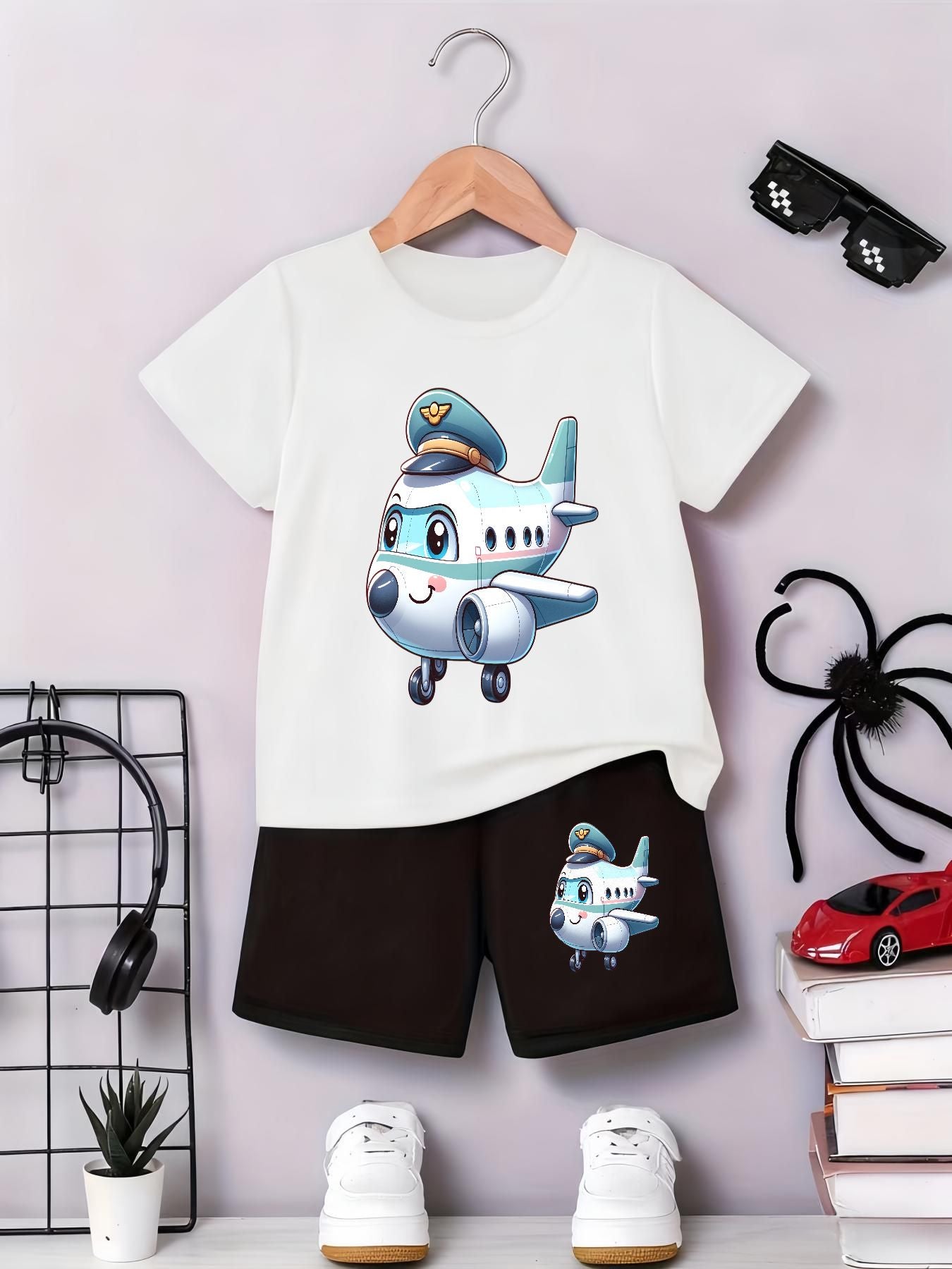 Baby Boy Summer T-Shirt & Shorts Set with Airplane Print