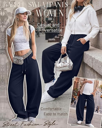 Women's Barrel Baggy Wide Leg Sweatpants for Streetwear