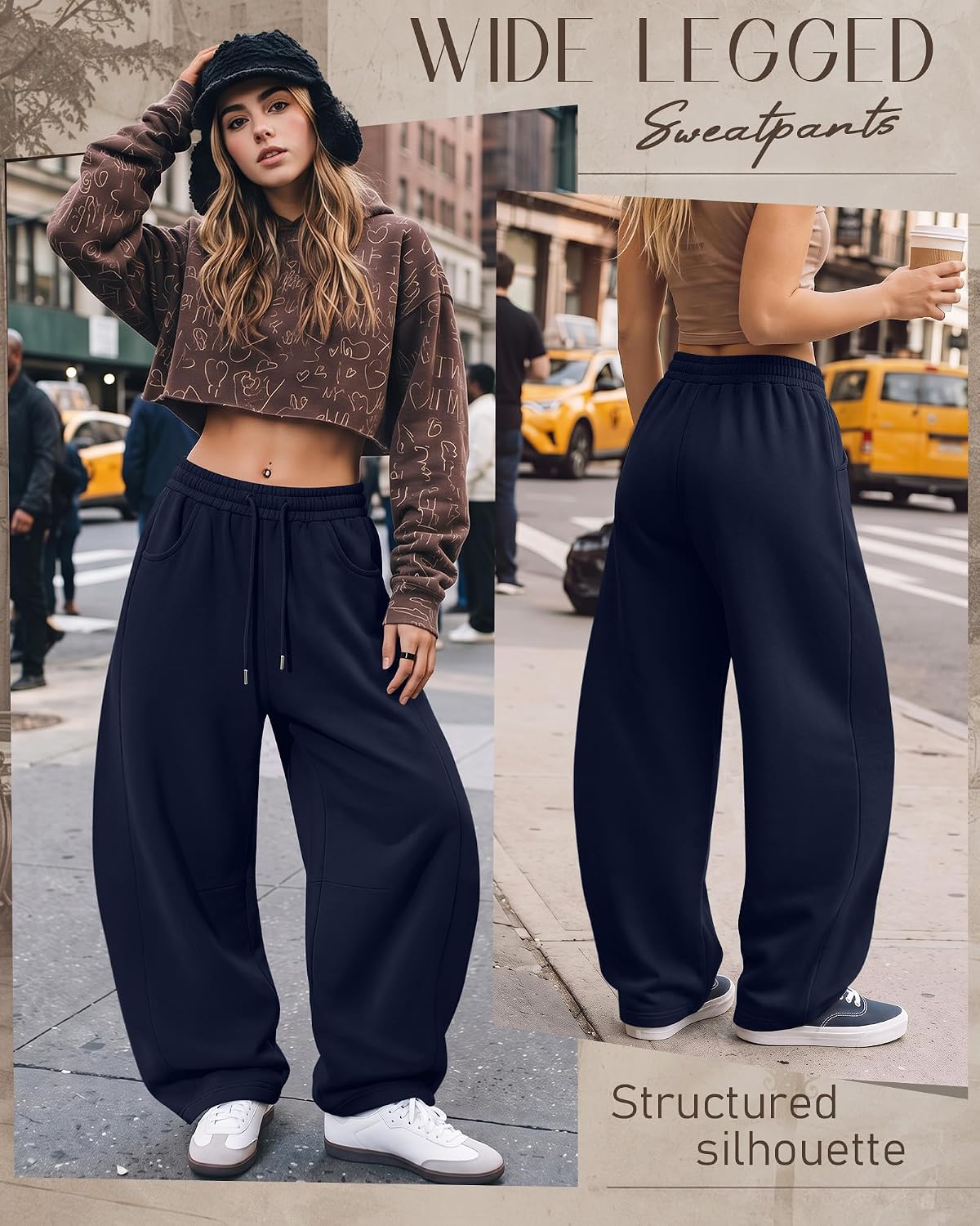 Women's Barrel Baggy Wide Leg Sweatpants for Streetwear
