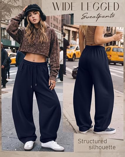 Women's Barrel Baggy Wide Leg Sweatpants for Streetwear