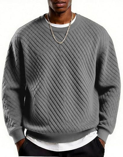 Men's Lightweight Crewneck Sweatshirt with Geometric Texture