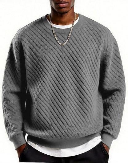 Men's Lightweight Crewneck Sweatshirt with Geometric Texture