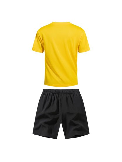 Boys' Quick-Dry Summer Shirt & Shorts Set with Reflective Strips