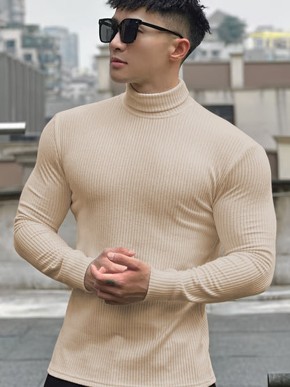 Men'S Long-Sleeve Sweatshirt for Autumn And, Featuring a High Collar, Knitted Design, Casual And Stylish for Outerwear