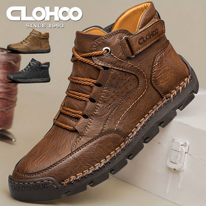 Men's Casual Lace-Up Ankle Boots with Rubber Sole