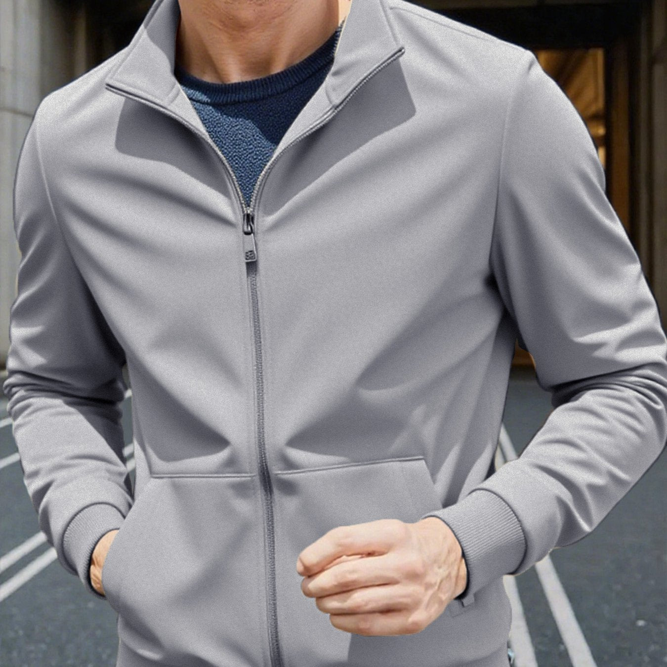 Men'S Lightweight Zip-Up Jacket - Stand Collar Windproof Coat with Full-Zip Closure, Front Pockets - Gym, Hiking, Casual Outerwear - Easy-Care Zipper Jacket for Everyday & Active Lifestyles, Gym Wear, Sleek Design, Durable Co