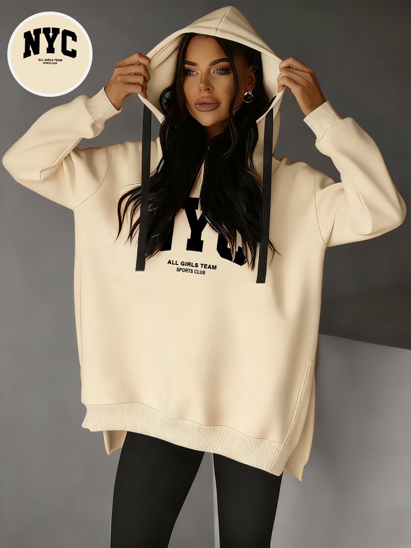Women’s Casual Hooded Hoodie with Side Slits for Fall & Winter