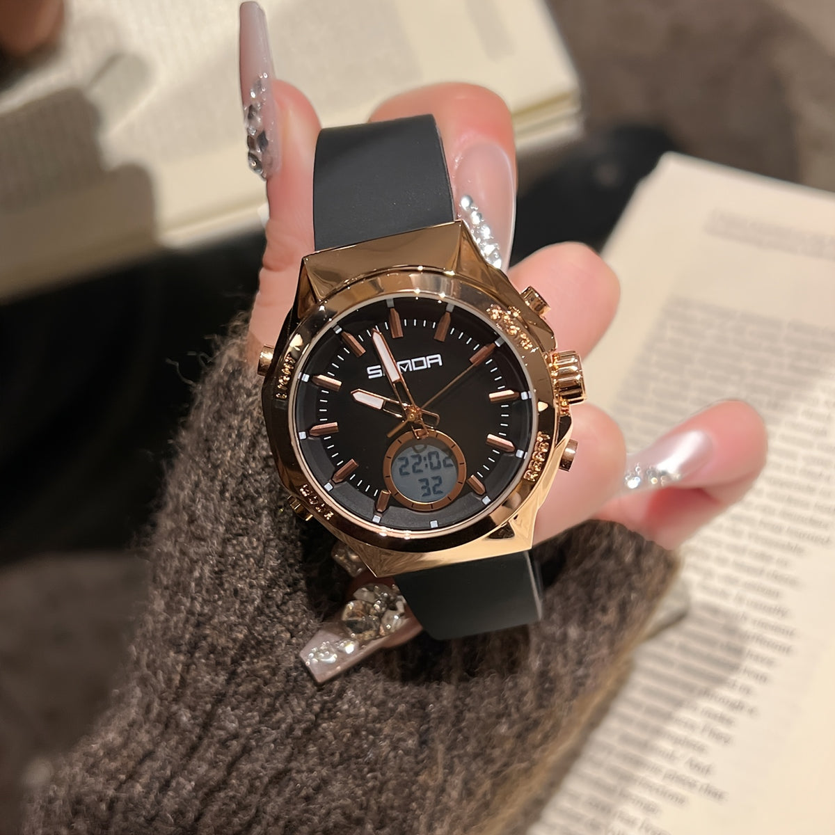 Minimalist Women's Digital Watch with Silicone Band and Alarm