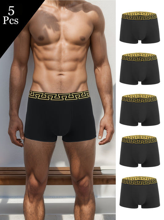 Men's 5-Pack Boxer Briefs Soft Breathable Viscose Fabric