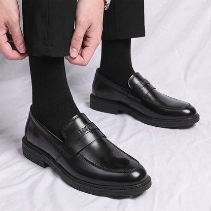 Men's British Retro PU Flat Shoes Slip-On Business Style