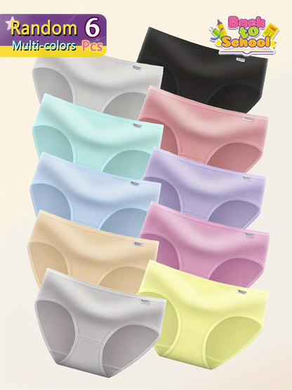 Girls' Soft Polyester Triangle Briefs - 6 Colors, All-Season Knit