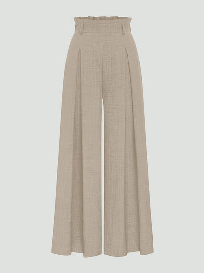 Women's High-Waisted Wide-Leg Trousers - Loose Fit Spring/Summer Pants