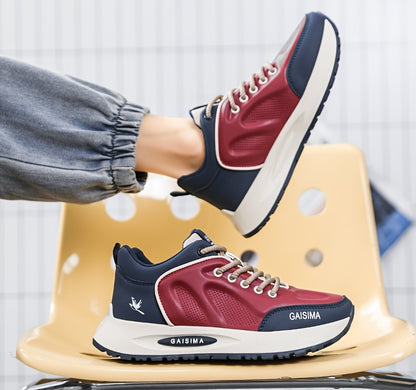 Men's Breathable Casual Sneakers - Trendy Dad Shoes with Thick Sole, Lace-Up, Mid-Top Design for Running  Fashion