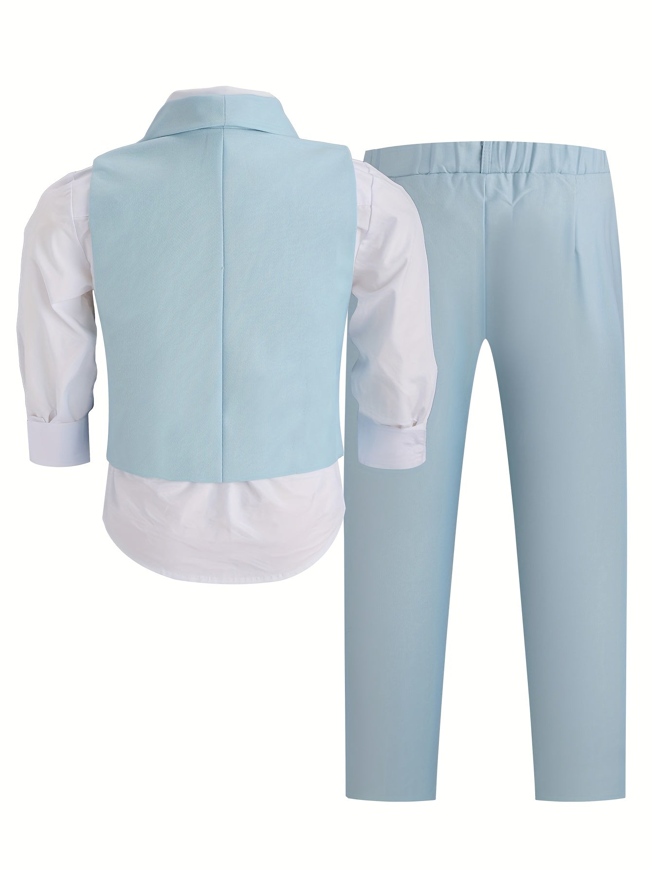Boys' Korean Style Solid Color Vest Suit with Bow Tie