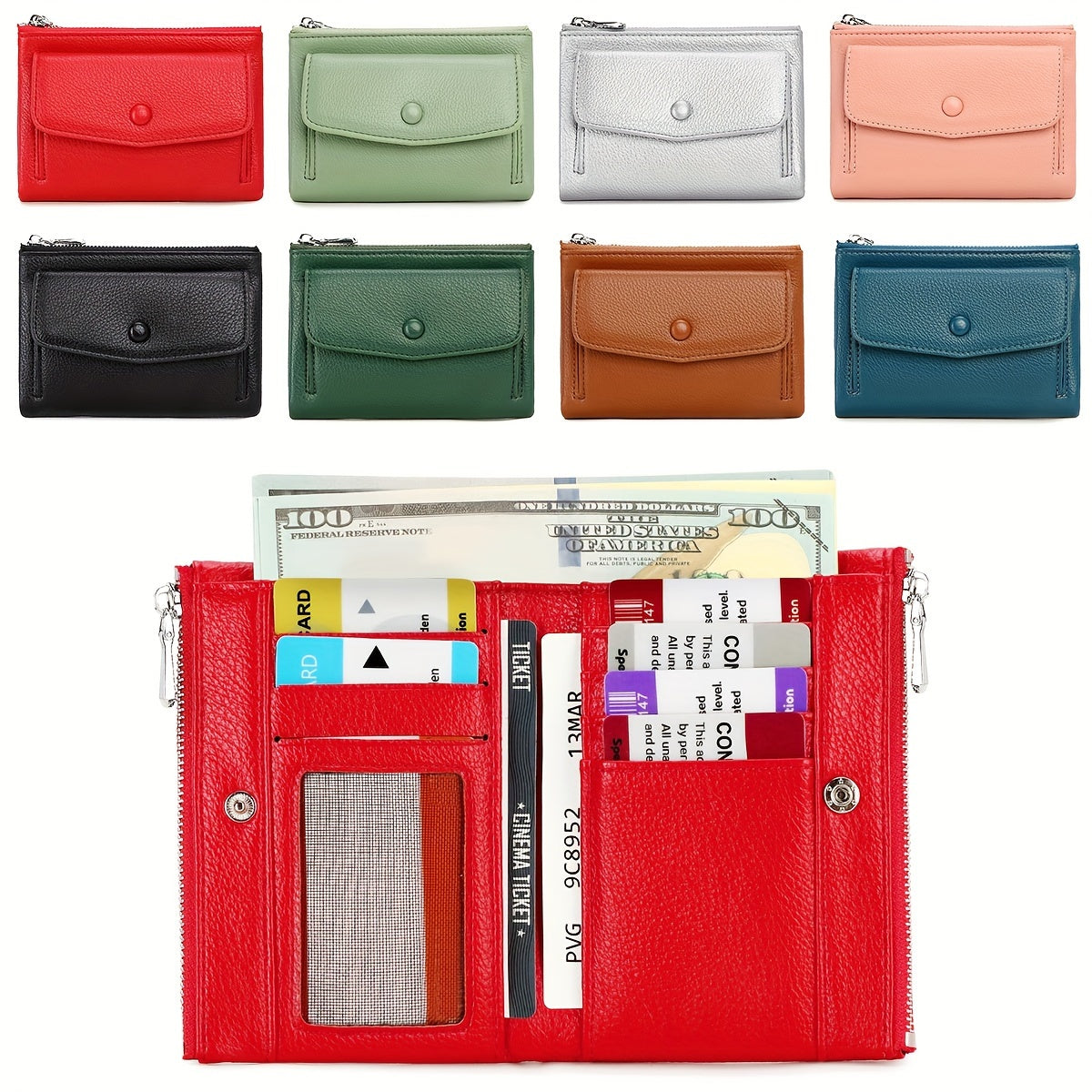 MIYIN Women's Wallet - Large Capacity Double Zipper Credit Card Holder with Coin Pocket, Lightweight Handbag for ID, Cash & Keys, Minimalist for daily Commute & Travel, Easy-Care Design for busy Ladies