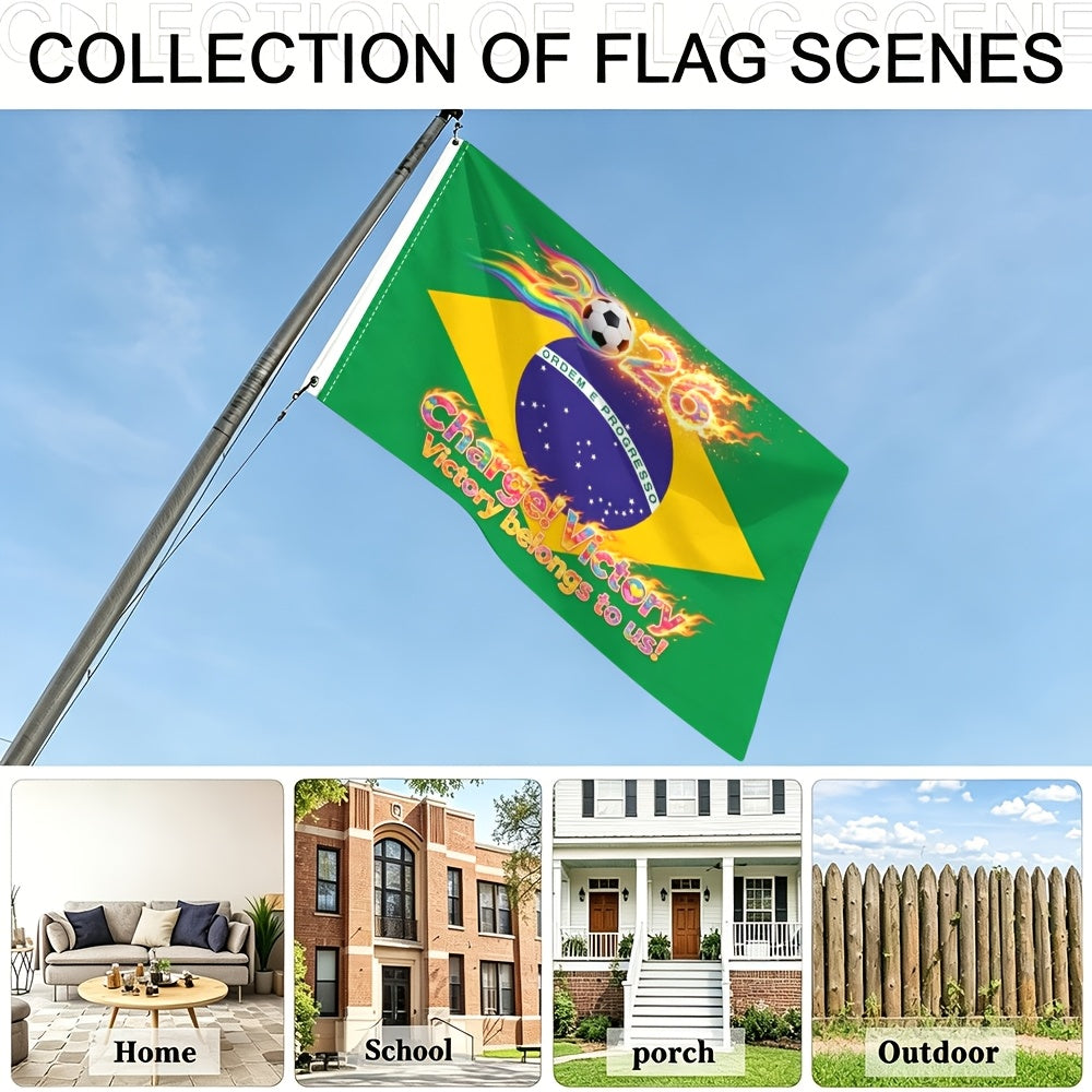 Brazil 2026 Football Fan Flag - Vibrant Polyester Sports Banner