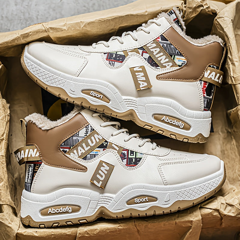 Men's Winter Snow Boots with Thick & Height Increase - Heavy-Duty PU Upper, -Absorbing PVC Sole, Lace-Up Ankle for Ice Traction - Outdoor Ice Skating,, Daily Use (Warm Mid-Calf/Ankle-High)