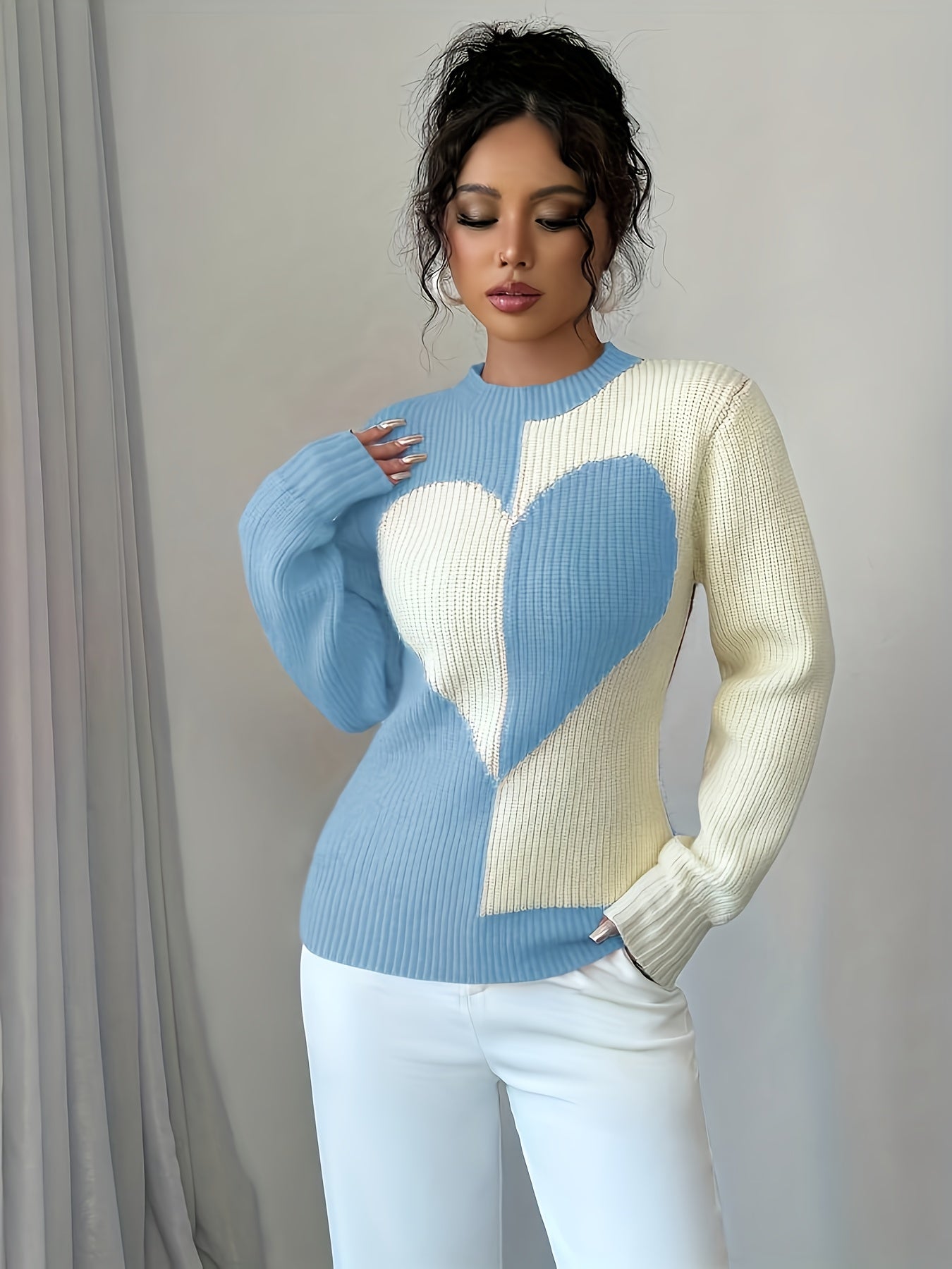 Women's Elegant Sweater Sweationnaire - Winter Warm Round Neck Solid Color Pullover, Regular Fit Cozy Sweaters for Fall/Winter, Versatile Casual & Dressy Outfits (Hand Wash/Dry Clean) - Elegant Special Line Collection