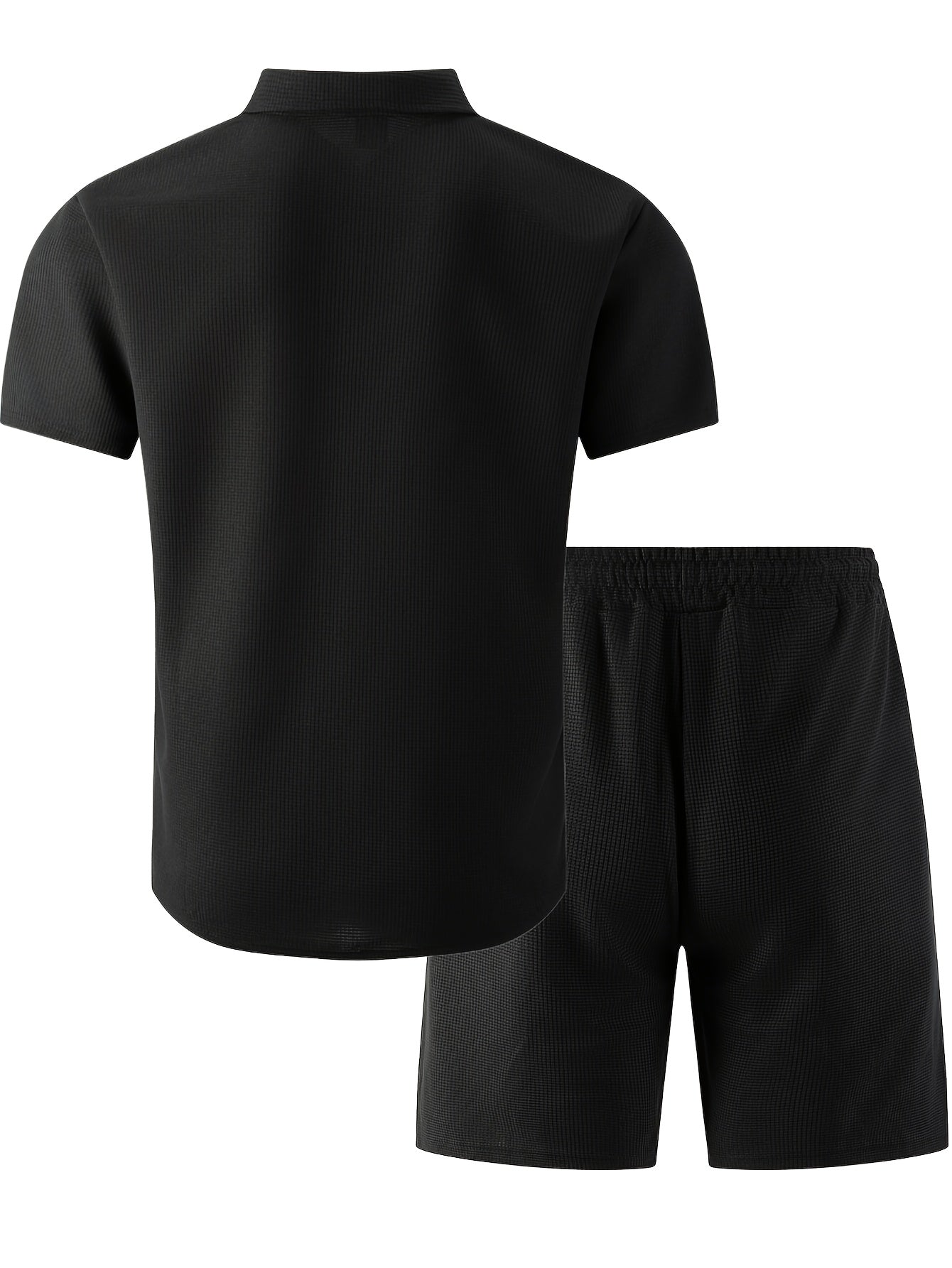 Men's Casual 3-Piece Set: Waffle Knit Shirt, Shorts & Pants