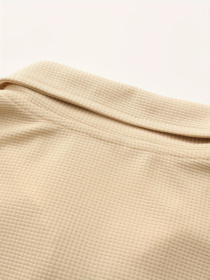 1pc Men'S Casual Polyester Zip-Up Jacket with Lapel Collar, Solid Color, Slight Stretch, Woven Fabric, Regular Fit, No Lining - Spring/Fall Outerwear