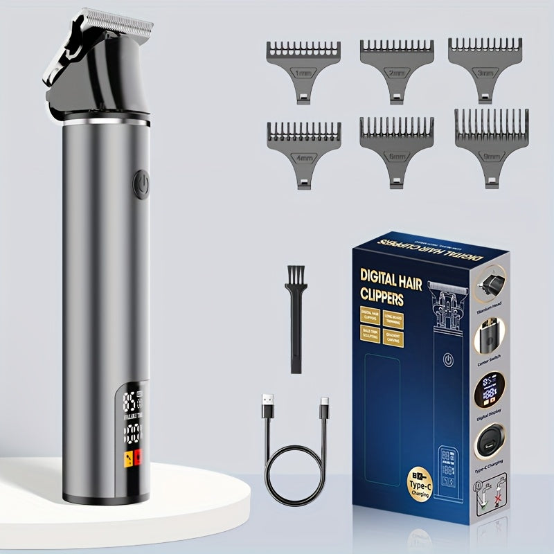Men's Hair Trimmer, Hair Salon Electric Hair Clipper, USB Fast Charging, Men's Shaver, Shaving Scissors, Home Hairdressing Tools, Men's Facial, Comes with 6 Size Limit Combs, Surprise Gifts - ayq