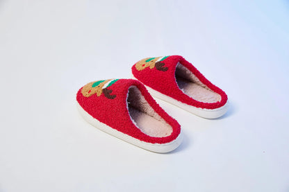 Mrs Hui Men's & Women's Plush Flocked Reindeer Slippers - Cozy Winter Indoor/Outdoor Christmas House with Antlers, Soft Warm & TPR Sole, Unisex -Like Footwear for Holiday Parties, Slippers For Women, House Slippers For Women,