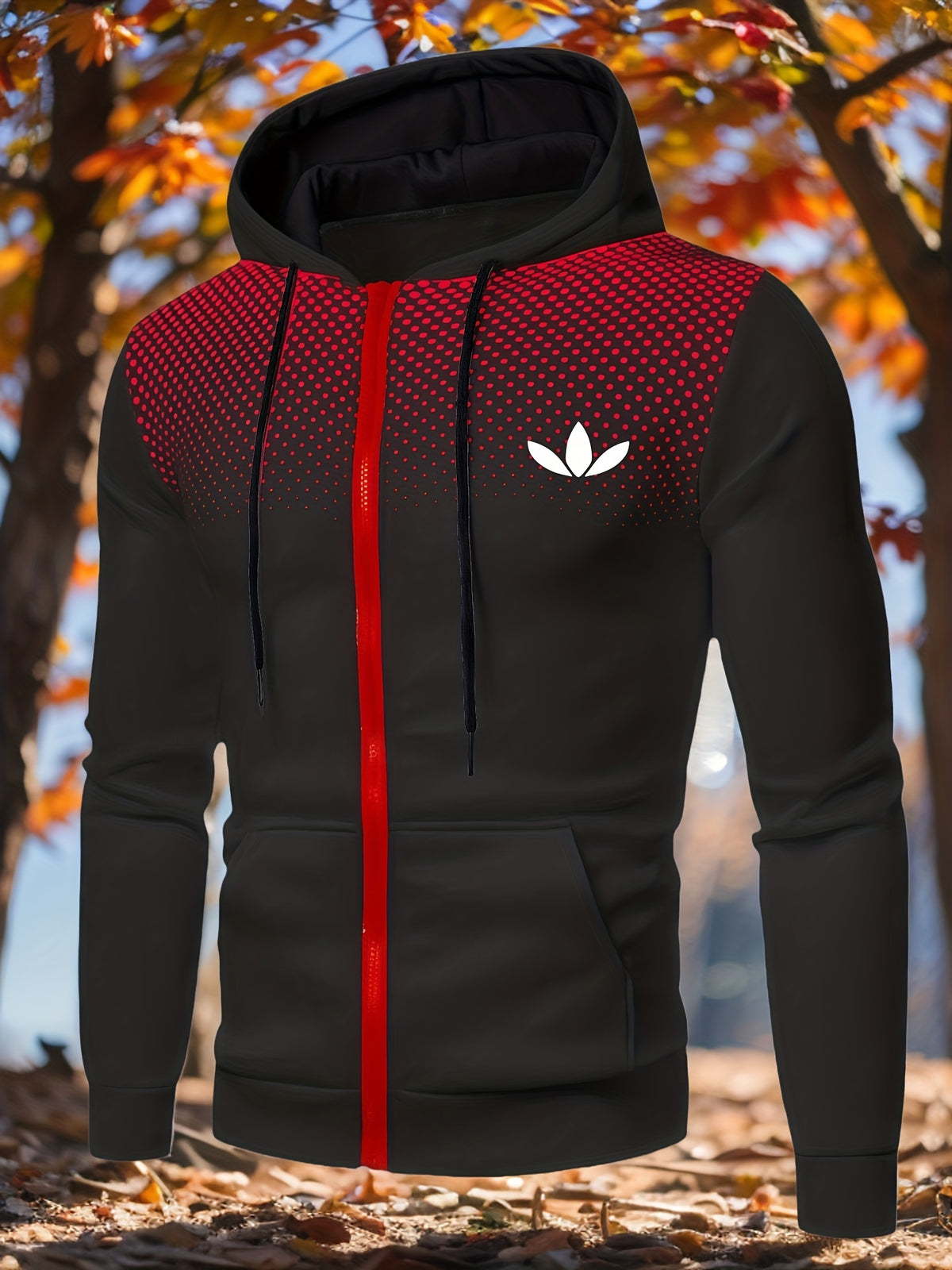 Men's Polyester Hoodie Zipper Sweatshirt for Fall Sportswear
