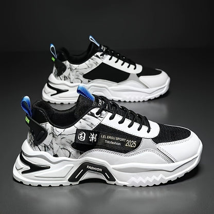 Men's Versatile Color Block Skate Sneakers - Comfortable, Non-Slip, Durable Lace-Up Canvas Shoes with Rubber Sole for All Seasons