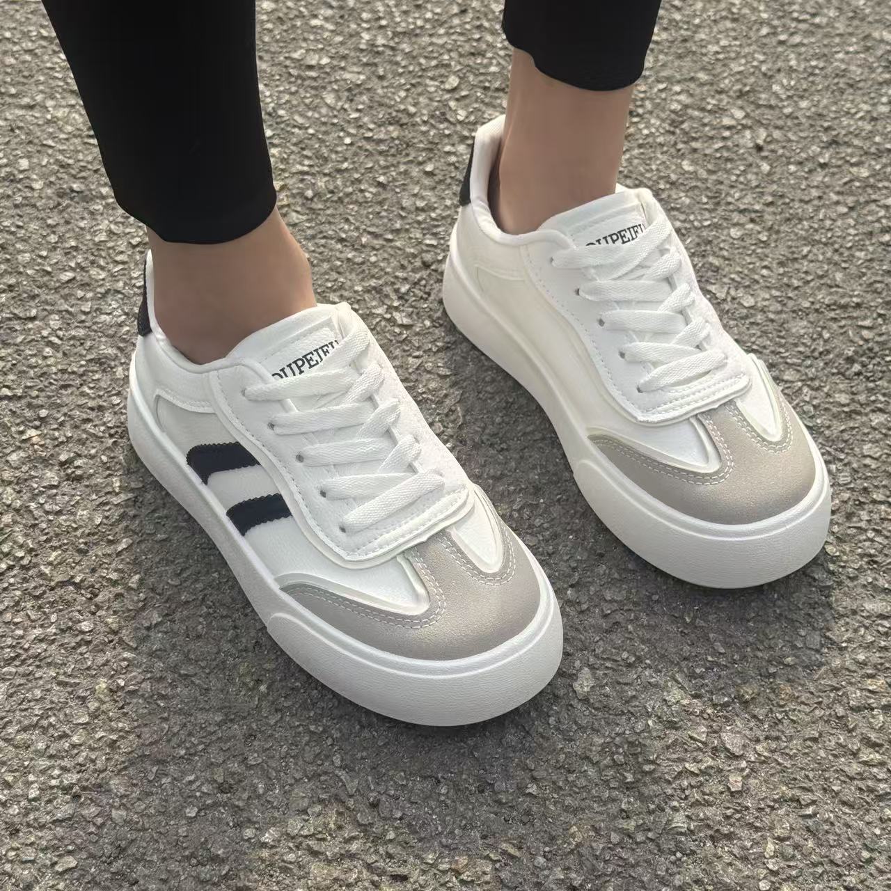 Women's Retro Platform Sneakers, Chunky Lace-Up Casual Shoes