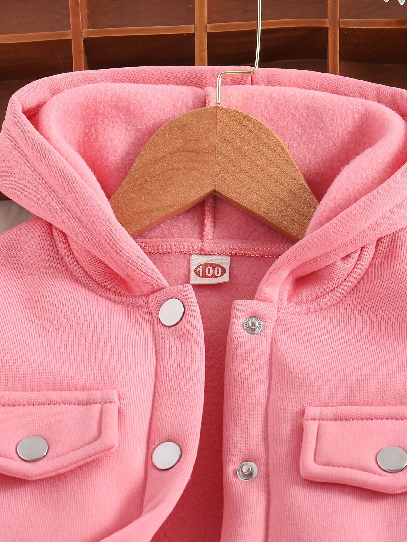 Girls' 2-piece Sets, Button Front Hooded Jacket + Jogger Pants, Autumn Clothes Party Outdoor Sports Outdoor