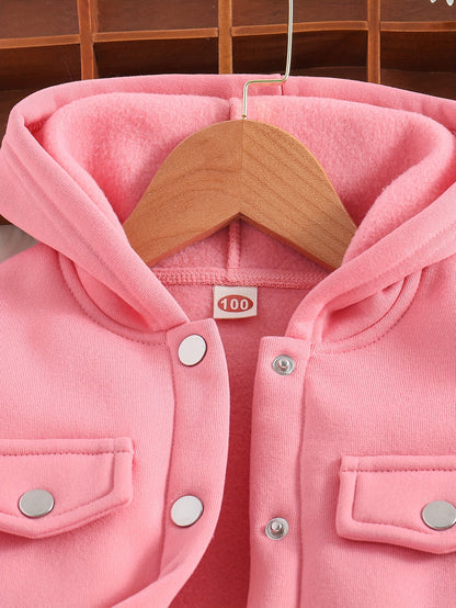 Girls' 2-piece Sets, Button Front Hooded Jacket + Jogger Pants, Autumn Clothes Party Outdoor Sports Outdoor