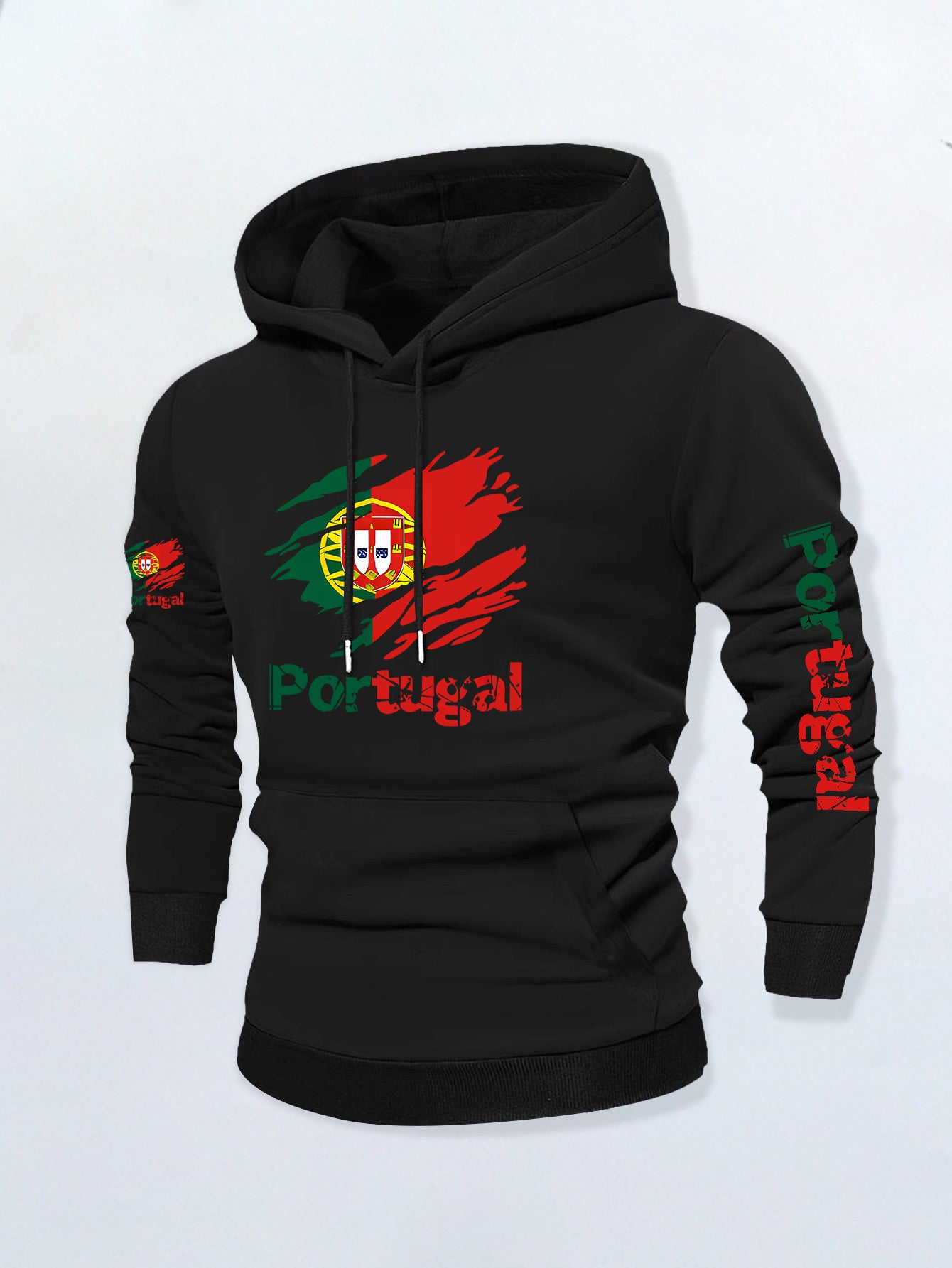Men’s Portuguese Flag Casual Hoodie with Kangaroo Pocket