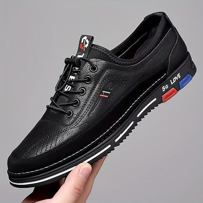 Men'S Stylish Black Loafers - Non-Slip PVC Sole, Lace-Up Casual  Business Shoes with Italian Flag Design, Round Toe, Fabric Lining for All-Season Wear, Versatile Footwear   Stylish Loafers   Durable PVC Sole