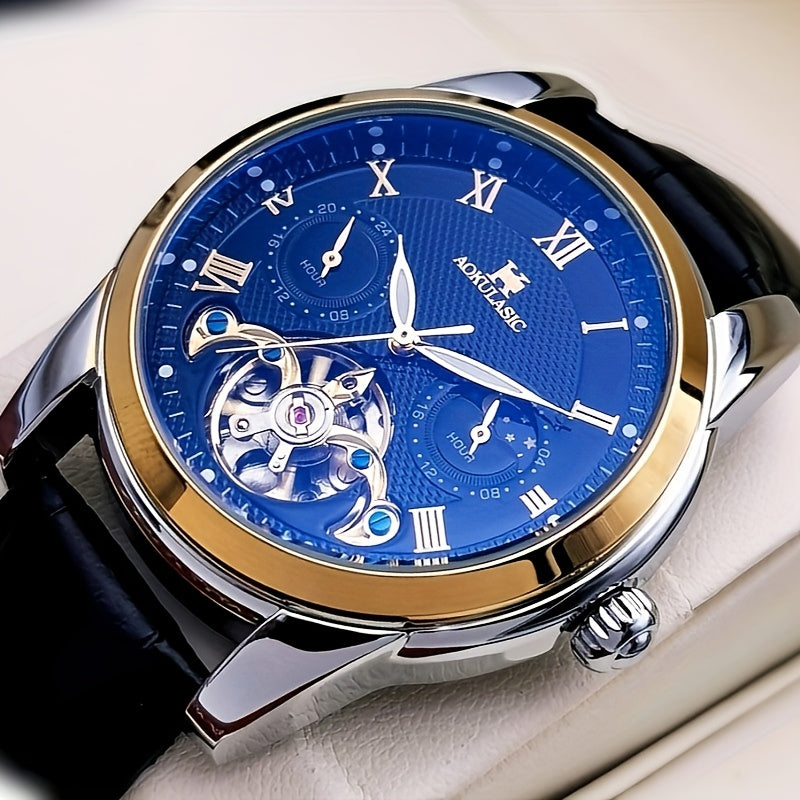 Large Gyroscopic Fully Automatic Mechanical Watch Men's Moon Phase Fashionable Versatile Wristwatch
