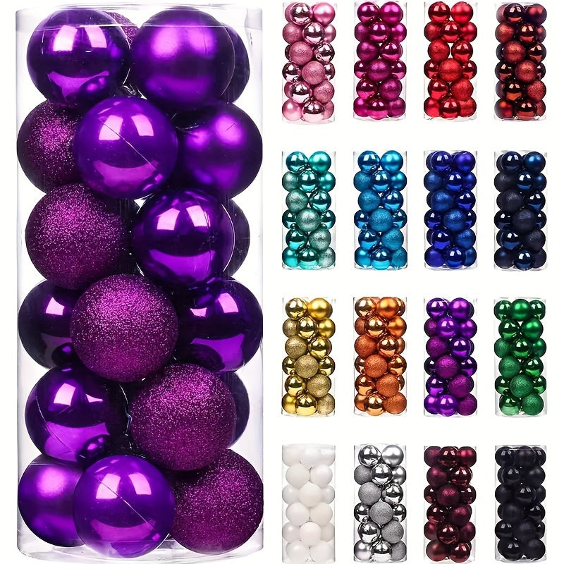 Fei Rui 24pcs Classic Mini Christmas Ball Ornaments, Shatterproof Plastic Hanging Decorations for Holiday, Wedding, Party - Versatile for Christmas, Hanukkah, Easter, Thanksgiving, Halloween Decor