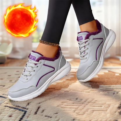 Women'S Winter Snow Boots - Thick Platform Sole for Traction, Lightweight Cold Weather Shoes with Lace-Up Closure, Slip-Resistant EVA Outsole - All- Synthetic faux leather-like Upper - Warm Insulated for Running, Hiking, Ever