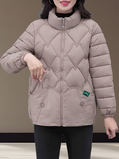 Women's Stylish Winter Coat - Black Herringbone Design, Flared Hem & H-Silhouette, Long Sleeve Non-Stretch Fabric, Hand Wash Only, Japanese-Korean Inspired for Casual & Formal Occasions