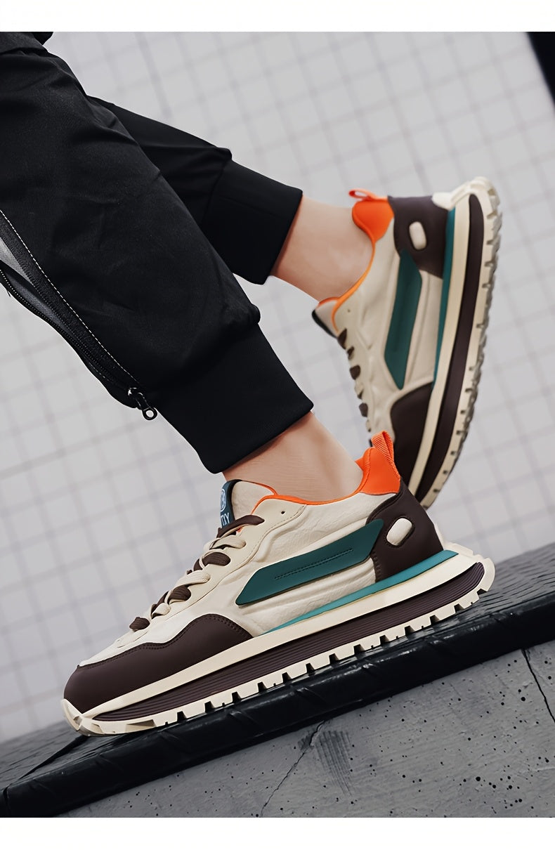 Men's Breathable Casual Sneakers - Trendy Low-Top Lace-Up Sneakers with Soft Rubber Sole, White  Black Design for Spring/Summer, Perfect for Running and Casual Attire, Versatile Running Footwear   Sporty Aesthetic Shoes   Co