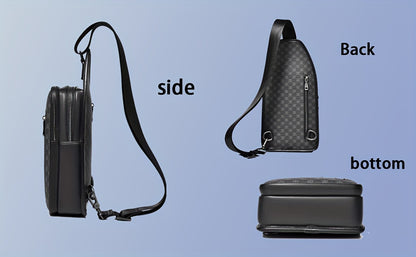 HUABUPS Men'S Crossbody Backpack - Black PVC Business Commuter Bag with USB Charging, Adjustable Strap, Multiple Compartments  Durable Design for Travel, Hiking, Daily Use - Ideal Gift for Men, Hiking Gear, Stylish Accessory