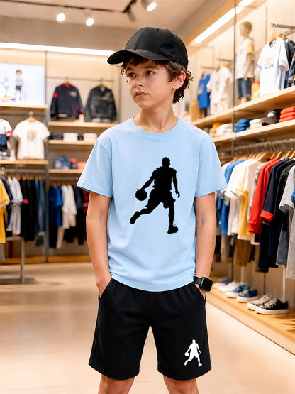 Boys' Cotton T-Shirt & Shorts Set Casual Athletic Style