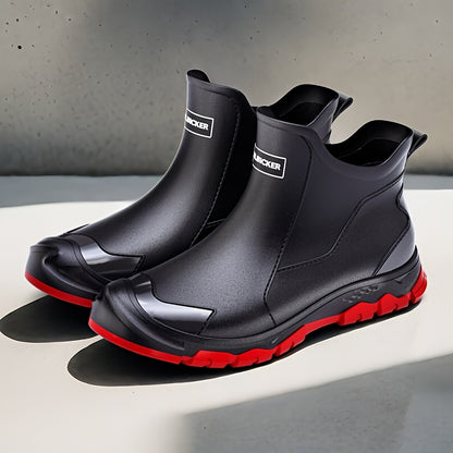 Men's Waterproof PVC Rain Boots, Anti-Slip Short Outdoor Hiking Waders