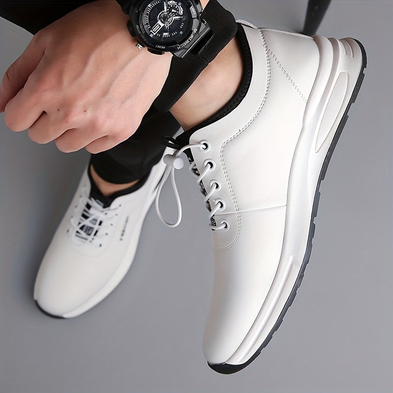 Men's Fashion Sneakers - Lightweight, Breathable Casual Shoes with Soft Rubber Sole, White  Black Design, Comfortable Low-Top Lace-Up Style for Casual Attire