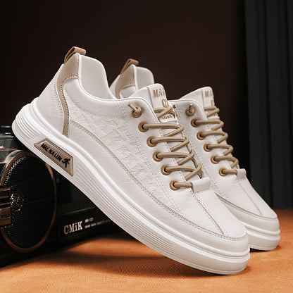 1 Pair Of Oversized Men'S Breathable Lace Up Sports Shoes, Board Shoes, Versatile And Wear-resistant Skateboard Shoes, White Shoes