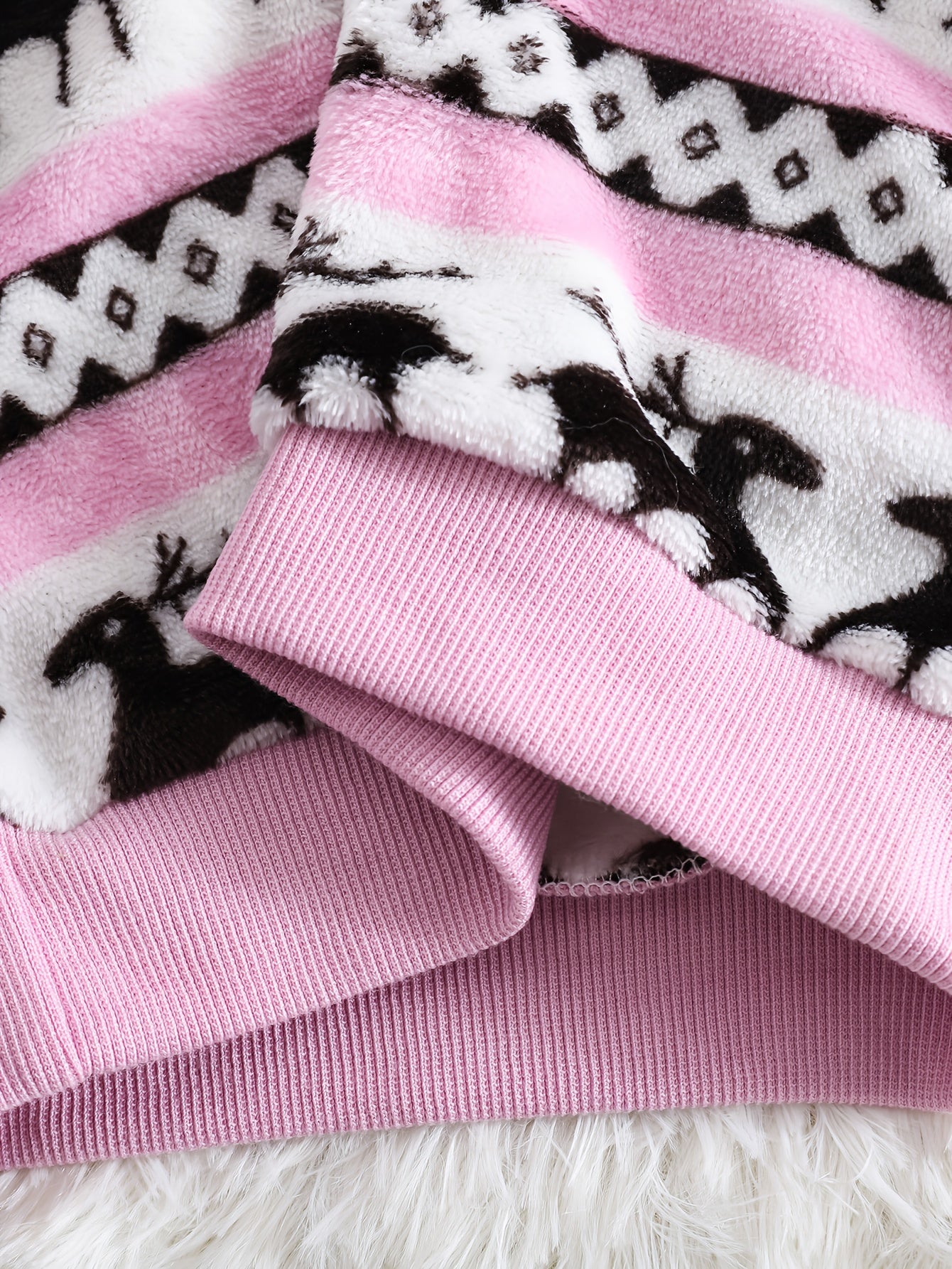 2pcs Girls' Cute Deer Print Fashionable Thick Flannel Set for Autumn/Winter, Soft and Comfortable Warm Outfit, Versatile Casual Attire with Outdoor Activities, Winter Clothing, Autumn Fashion, Stylish Kids' Wear, Playful Desi