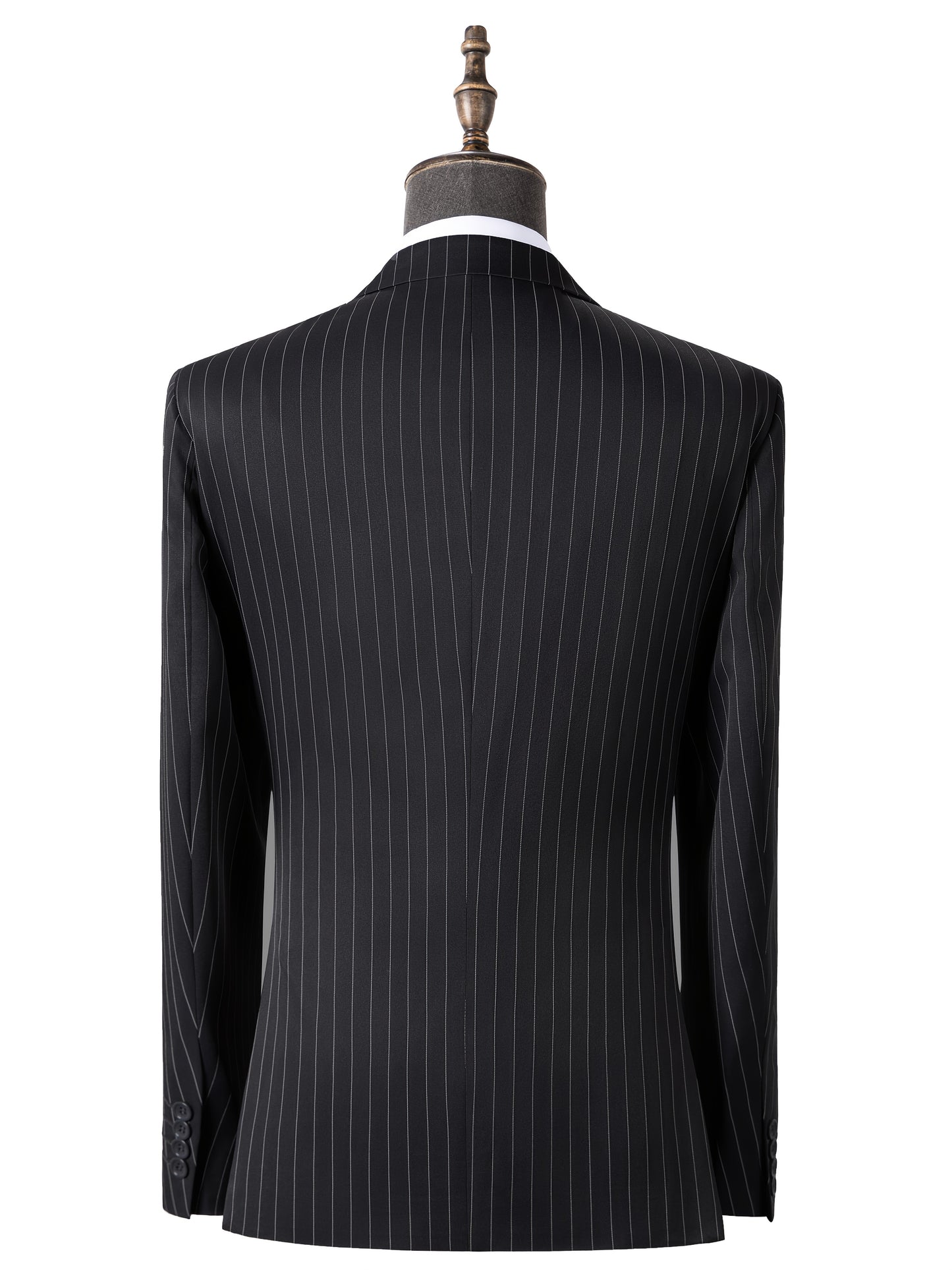 Men's Slim Fit Striped Three-Piece Suit with Vest and Pants
