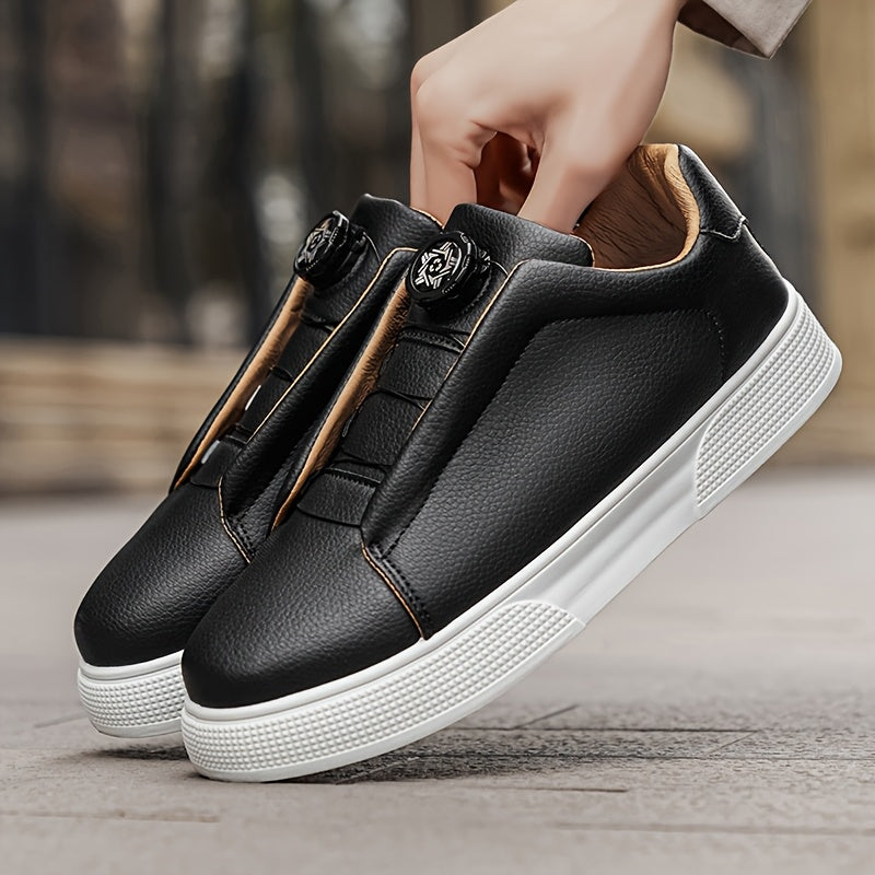 Men's Casual Skate Shoes PU Upper PVC Sole, 3 Colors
