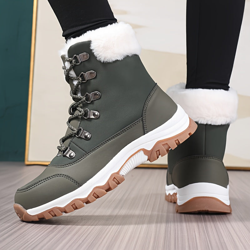 Women's & Men's Heavy-Duty Winter Snow Boots - Thickened Round-Toe Traction Tires, Faux Upper & TPR Sole, Unisex High-Ankle Trekking Boots for Skiing, Ice, Hiking, Snowshoeing - Cold Weather Outdoor Footwear